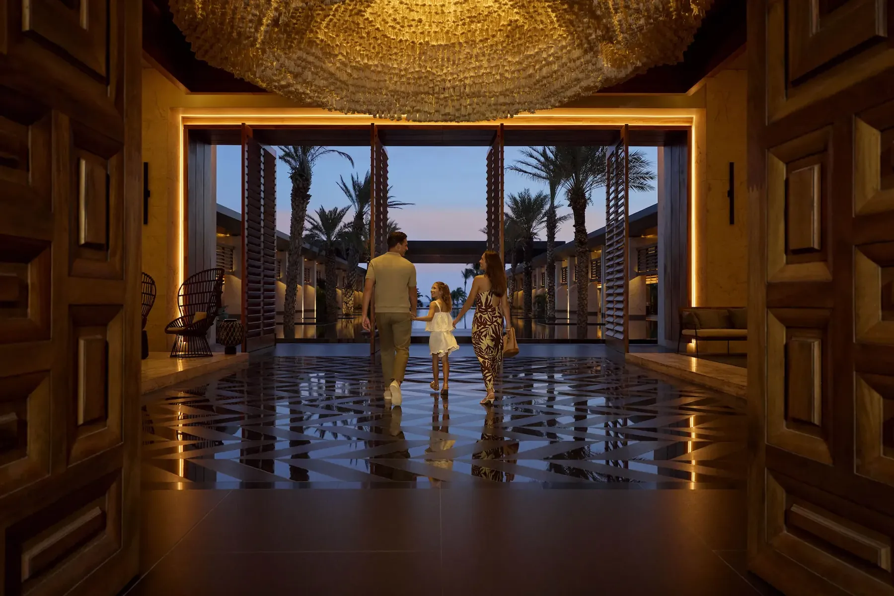 Lobby at golden hour, Conrad Tulum Riviera Maya