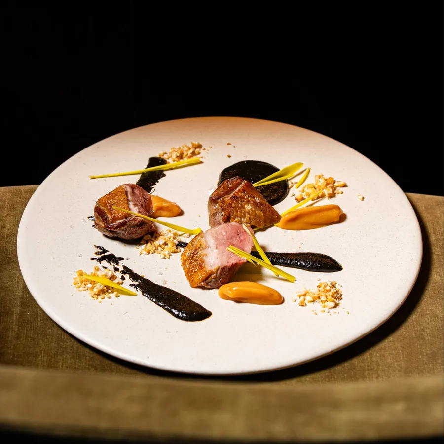 Fine dining plating at Autor, two Michelin stars