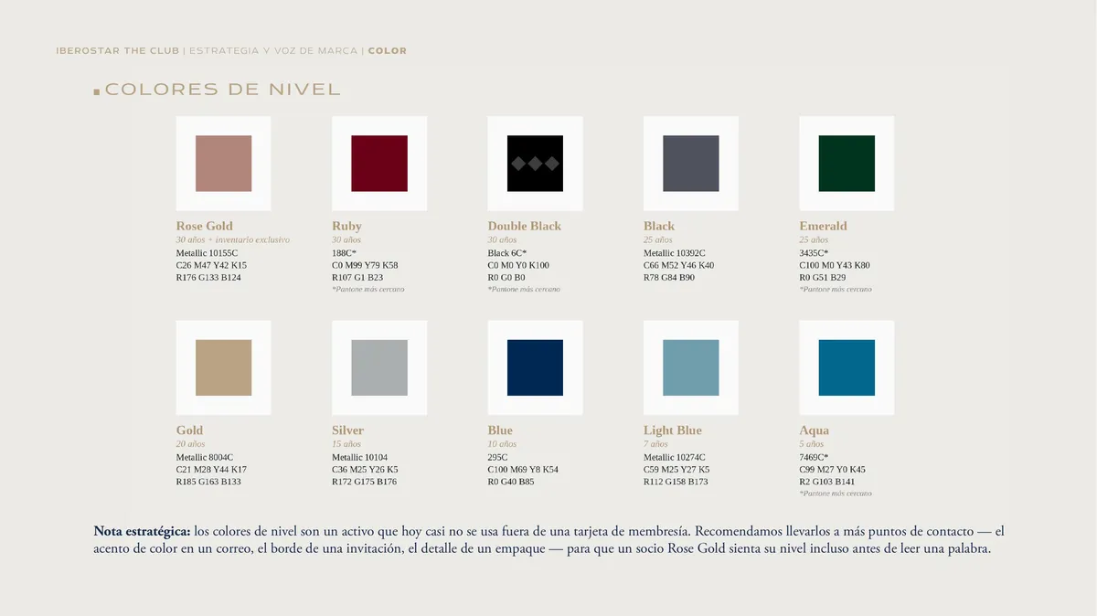 Member level color palette from the brand book