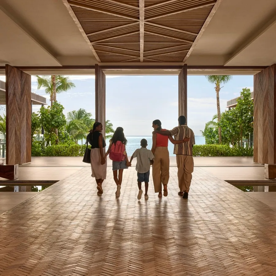 Family arriving at Hilton Tulum All-Inclusive